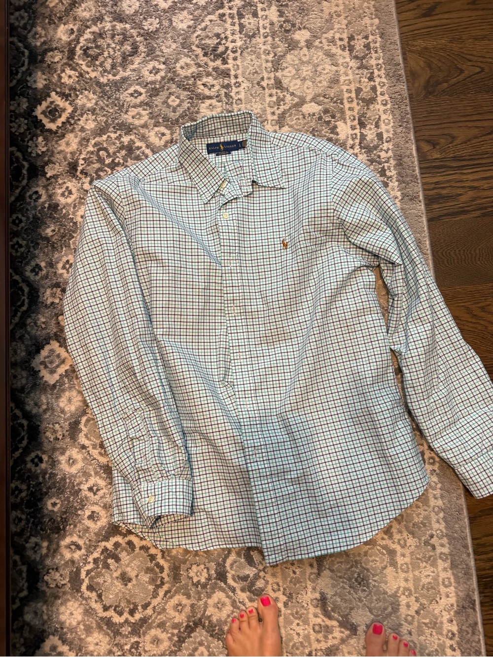 Ralph Lauren Blue and Green Check Button-Down Shirt